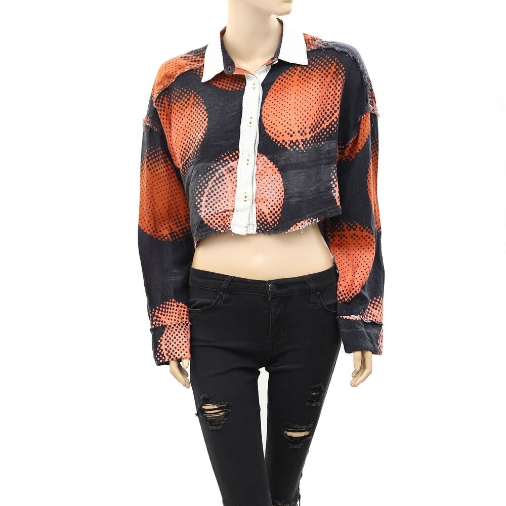 Out From Under Urban Outfitters Home Alone Flannel Cropped Shirt Top L 233963